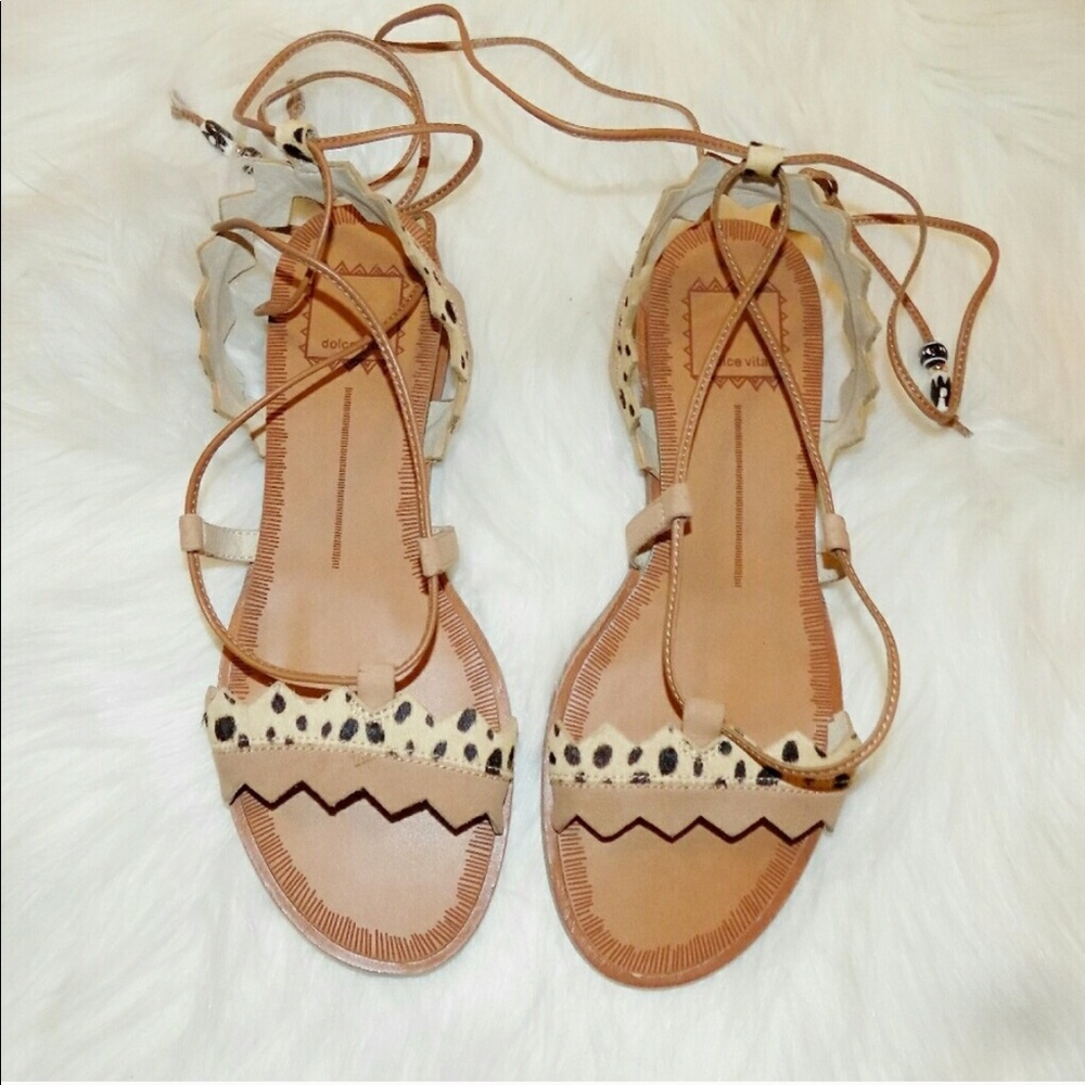 Dolce Vita Calf-Hair Lace-Up Sandals